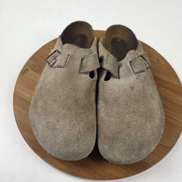 Birkenstock Taupe Suede Slip-Ons - Picture 2 of 12